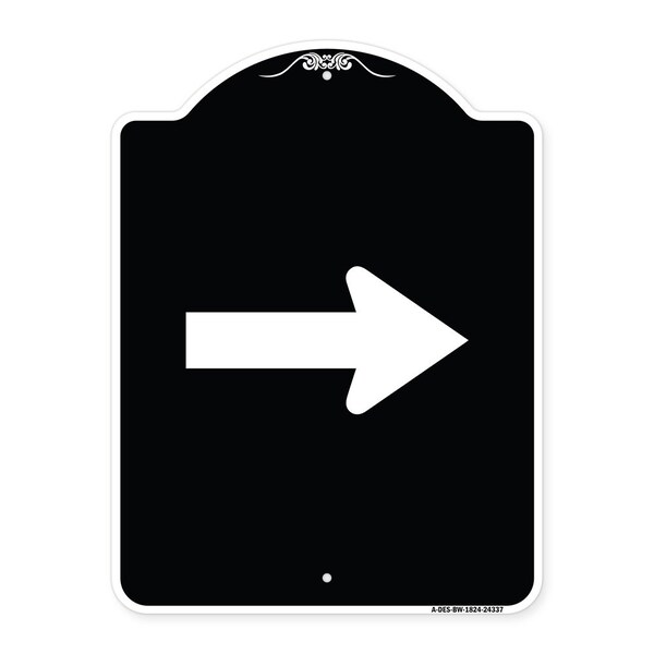 Designer Series Arrow Green, Black & White Heavy-Gauge Aluminum Sign, 24" x 18", BW-1824-24337
